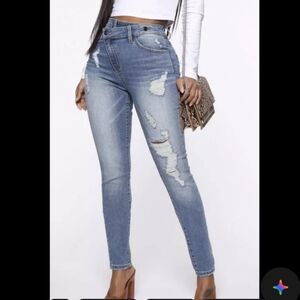 Fashion Nova Distressed Blue Jeans for Women